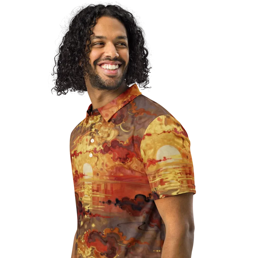 Gilded Afterglow on Men's Slim Fit Polo Shirt — Left Front