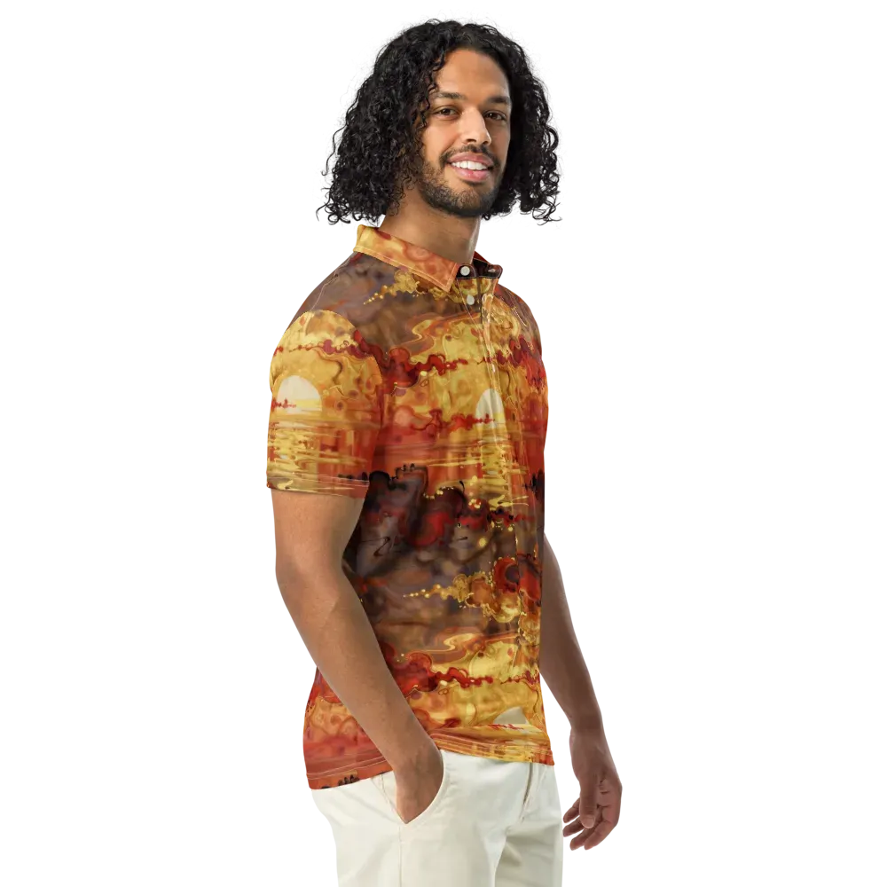 Gilded Afterglow on Men's Slim Fit Polo Shirt — Right Front