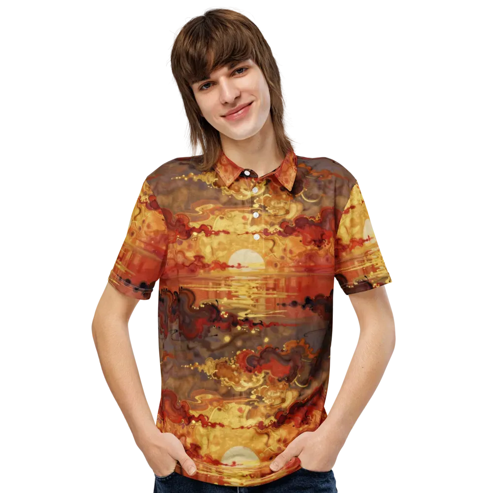 Gilded Afterglow on Men's Slim Fit Polo Shirt — Front