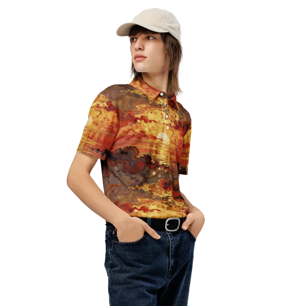 Gilded Afterglow on Men's Slim Fit Polo Shirt — Right Front