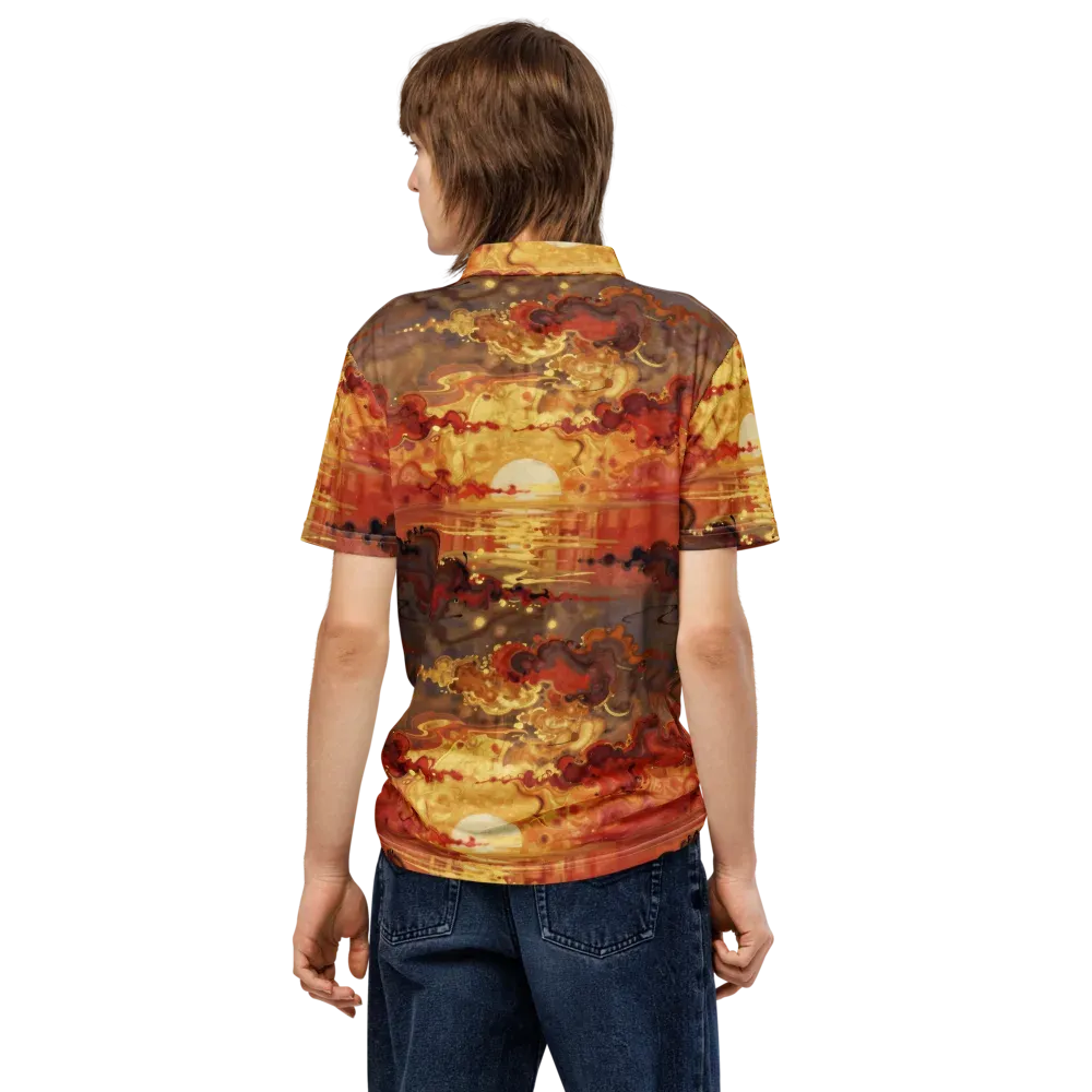 Gilded Afterglow on Men's Slim Fit Polo Shirt — Back