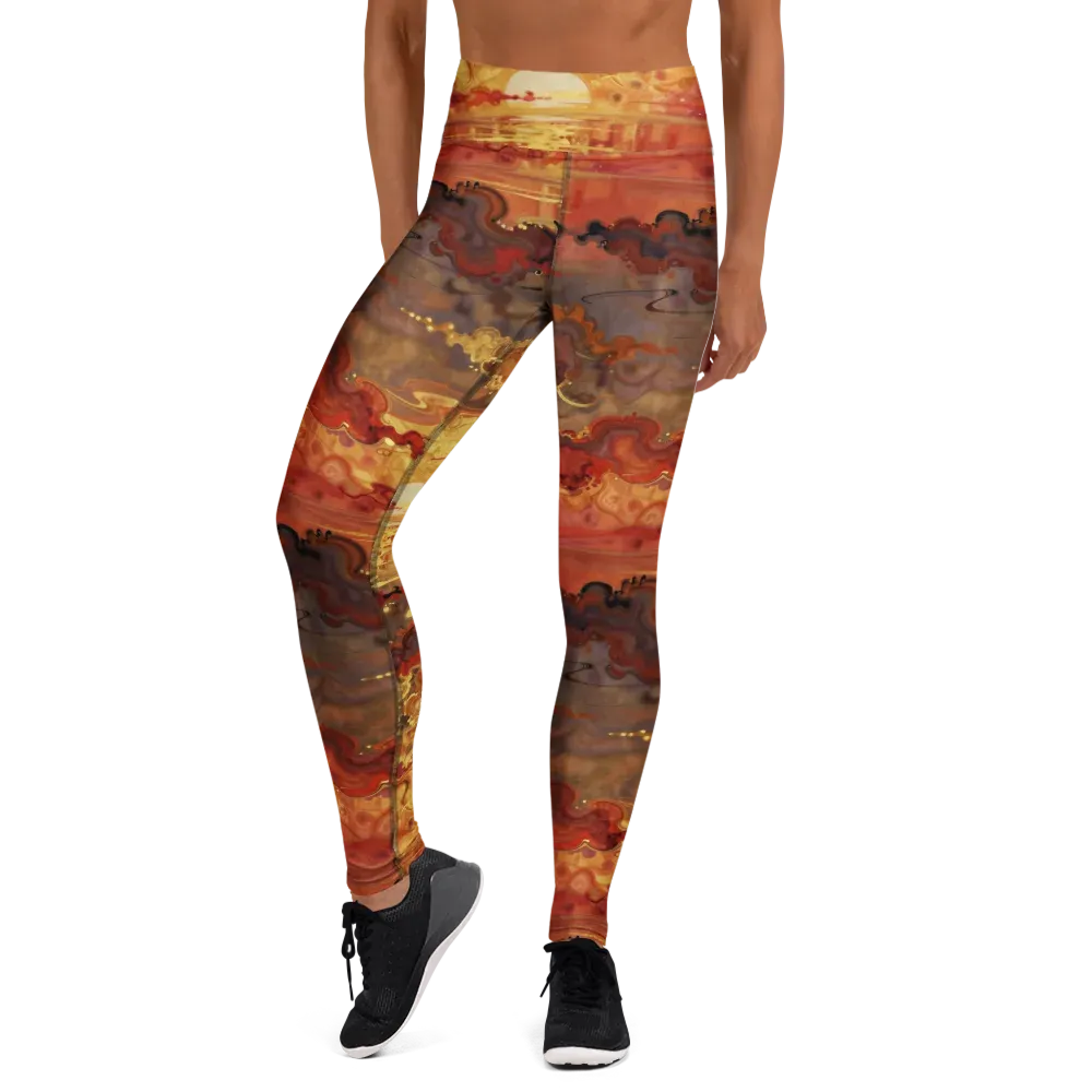 Gilded Afterglow on Yoga Leggings — Front