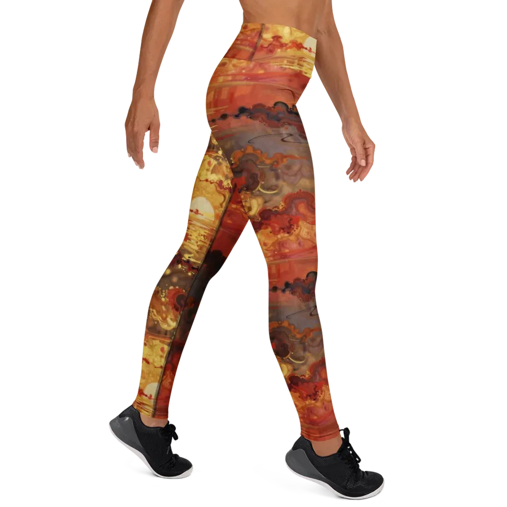 Gilded Afterglow on Yoga Leggings — Right