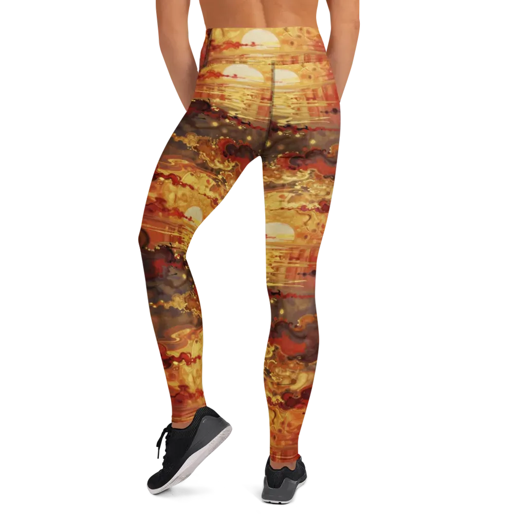 Gilded Afterglow on Yoga Leggings — Back