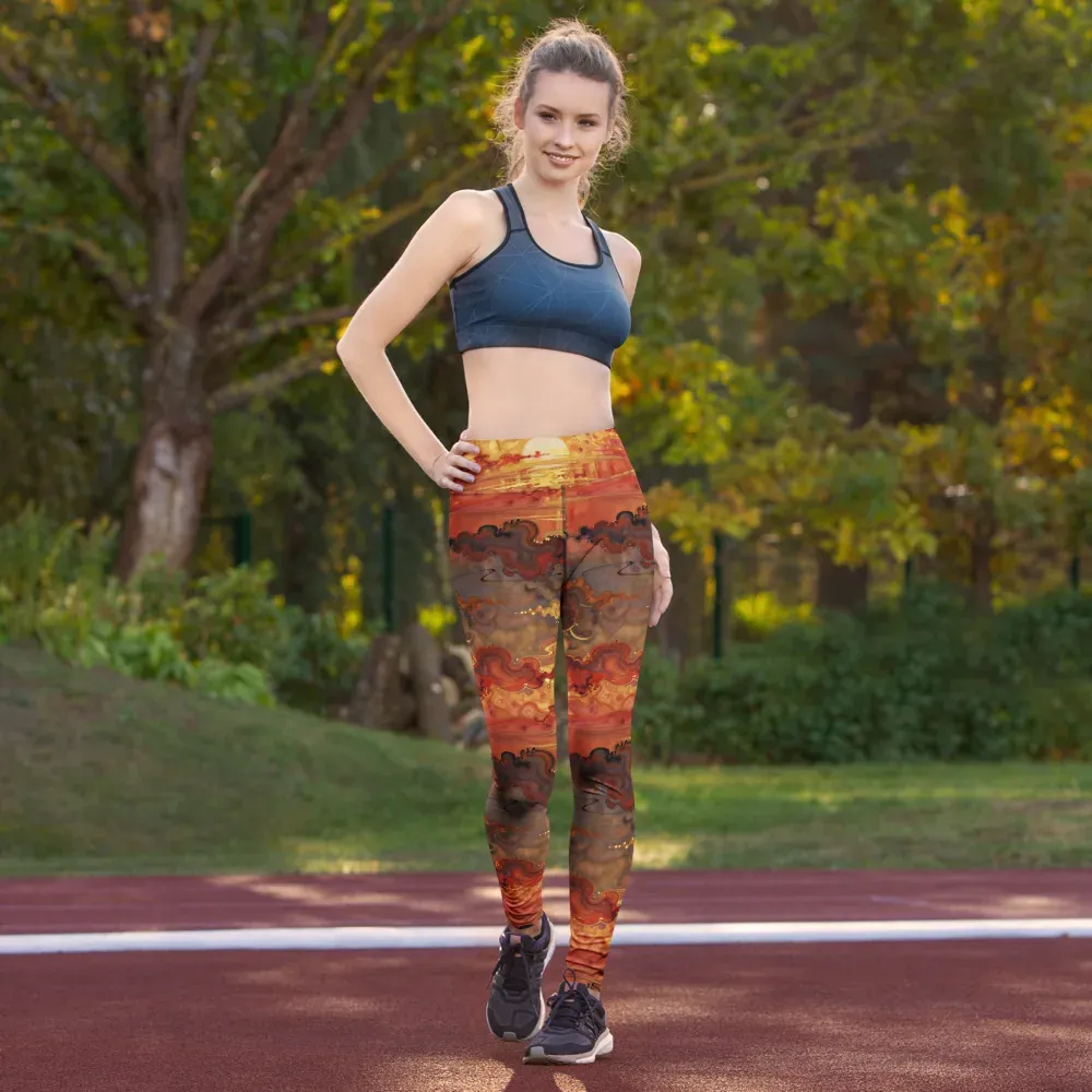 Gilded Afterglow on Yoga Leggings — Front
