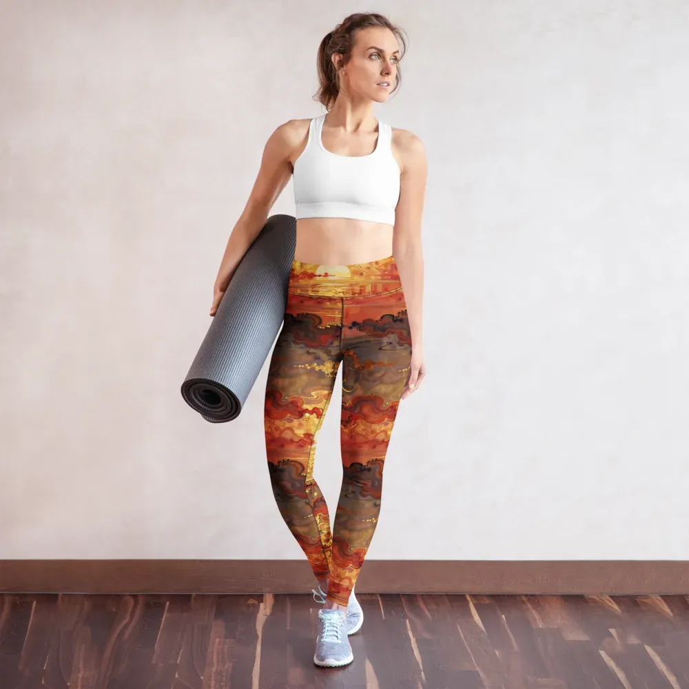 Gilded Afterglow on Yoga Leggings — Front