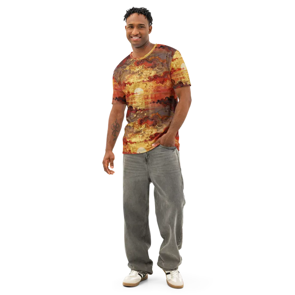 Gilded Afterglow on Men's Cotton Crew Neck T-Shirt — Front