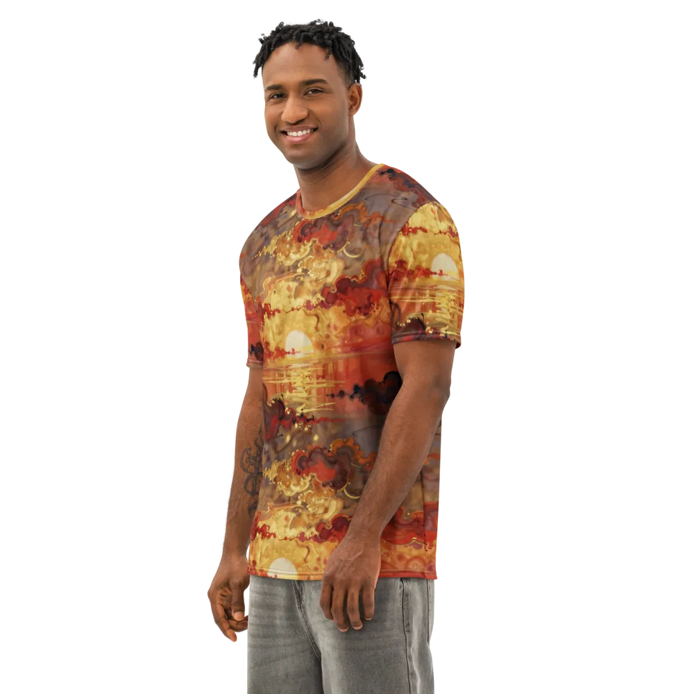 Gilded Afterglow on Men's Cotton Crew Neck T-Shirt — Left Front