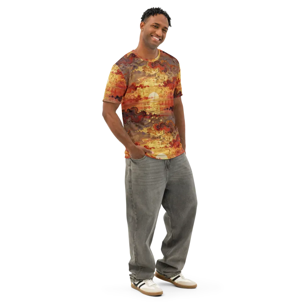 Gilded Afterglow on Men's Cotton Crew Neck T-Shirt — Right Front