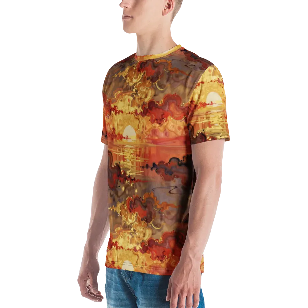 Gilded Afterglow on Men's Crew Neck T-Shirt — Left