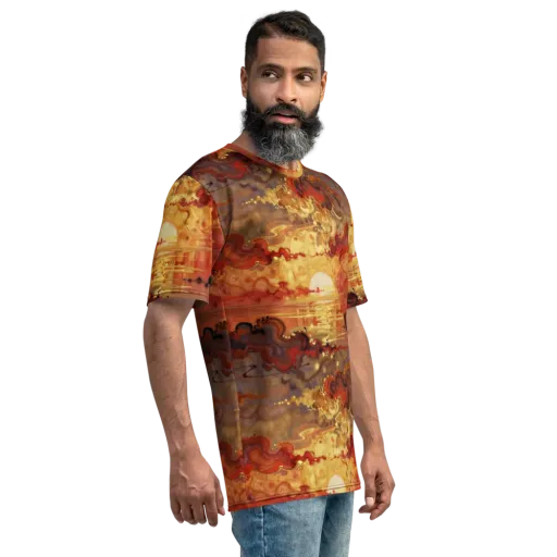 Gilded Afterglow on a Men's Crew Neck T-Shirt