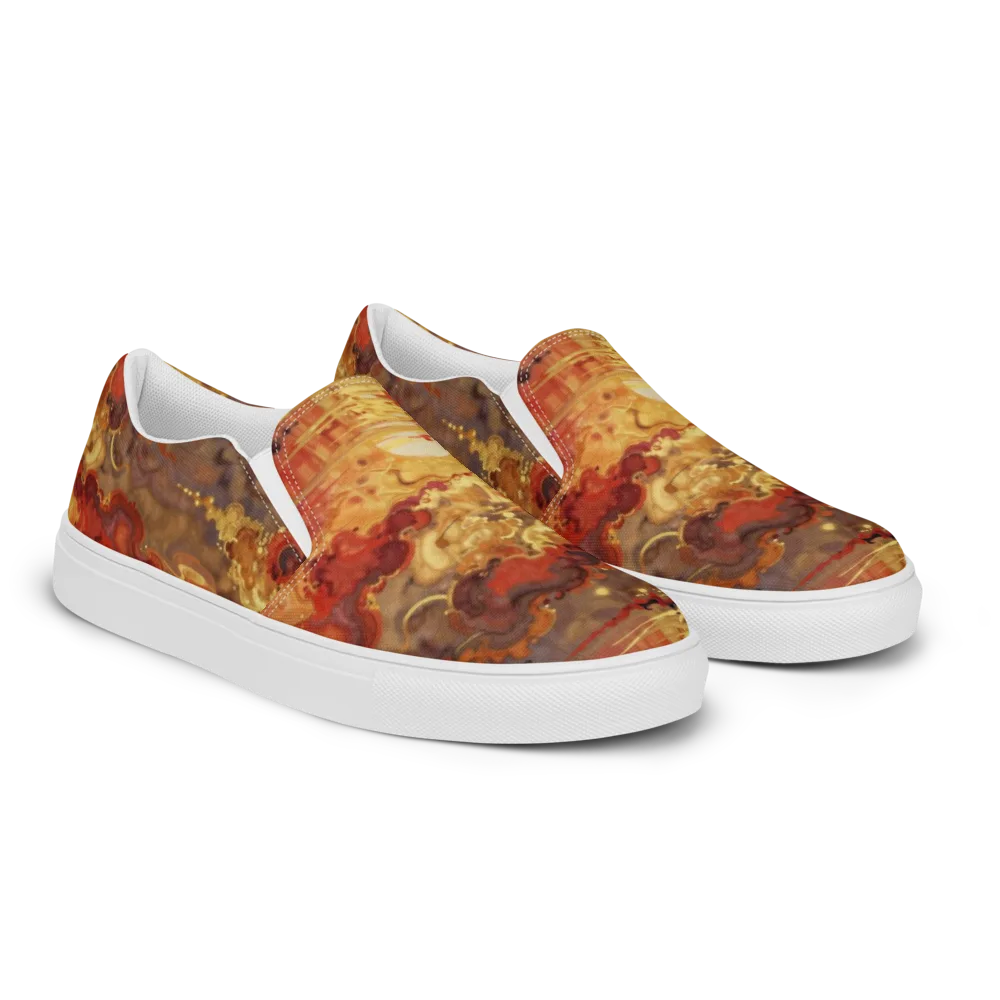 Gilded Afterglow on Men's Slip-On Canvas Shoes — Right Front