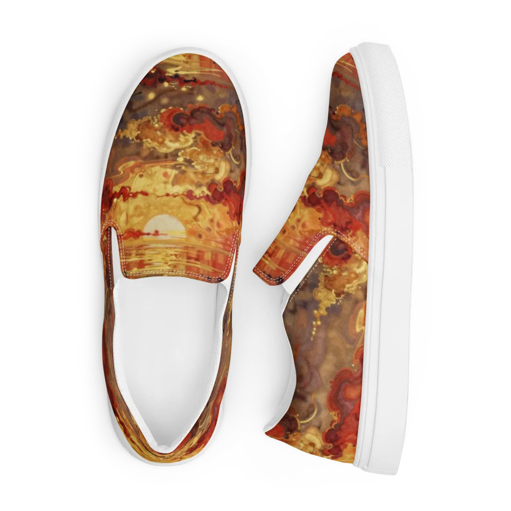 Gilded Afterglow on Men's Slip-On Canvas Shoes — Front