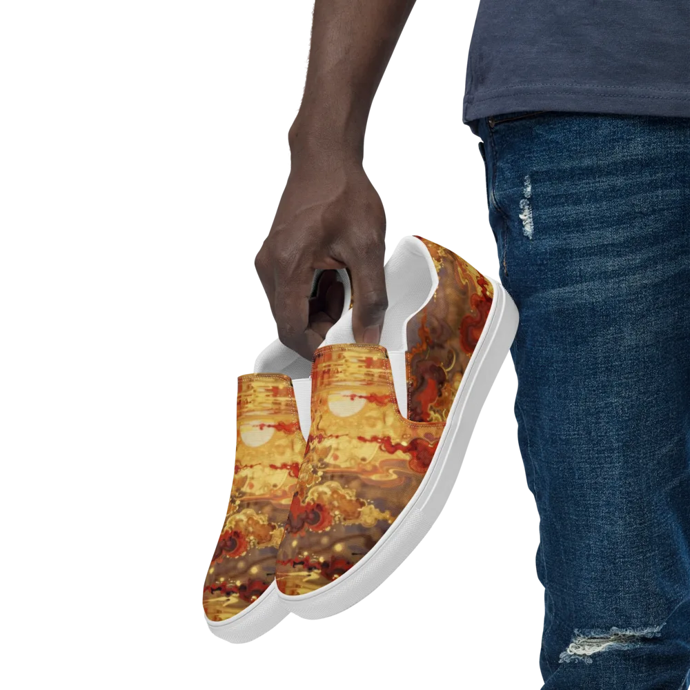Gilded Afterglow on Men's Slip-On Canvas Shoes — Left Front