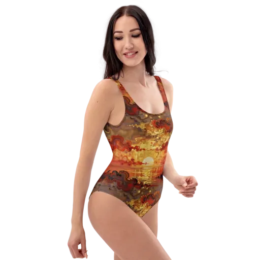 Gilded Afterglow on a One-Piece Swimsuit