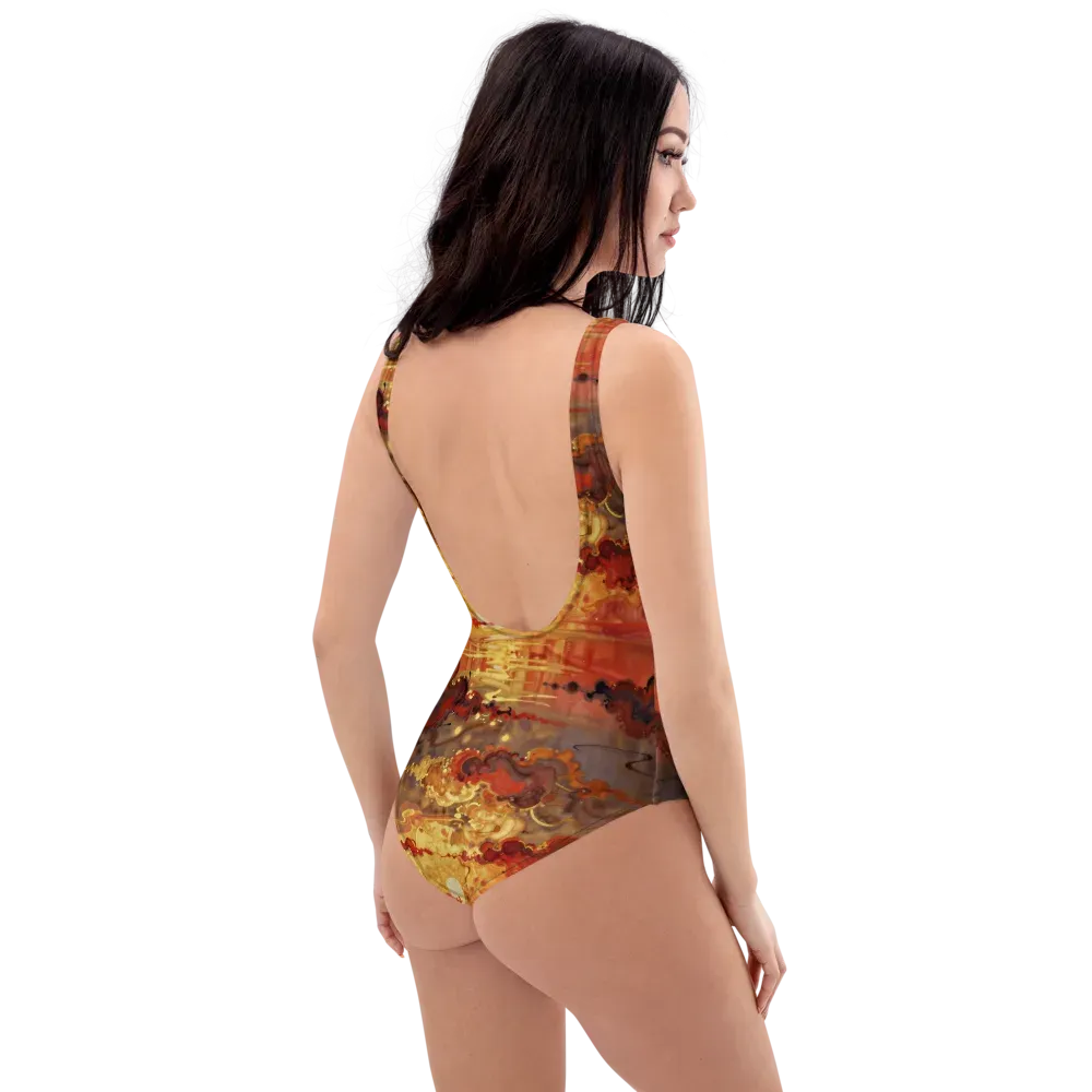 Gilded Afterglow on One-Piece Swimsuit — Right Back