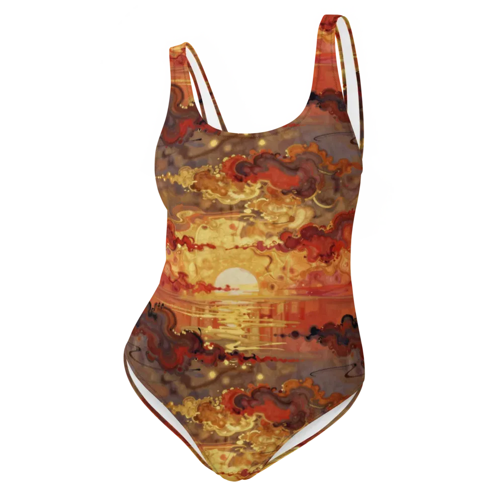 Gilded Afterglow on One-Piece Swimsuit — Front