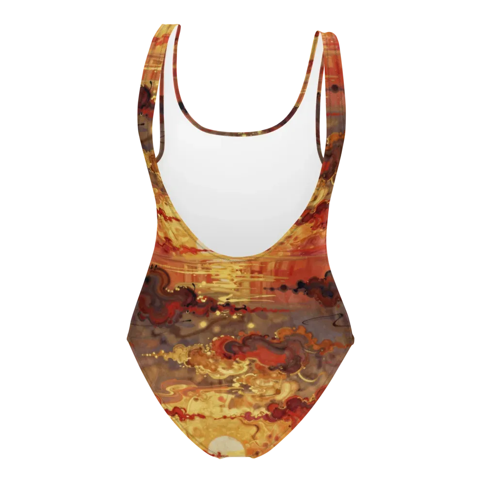 Gilded Afterglow on One-Piece Swimsuit — Back