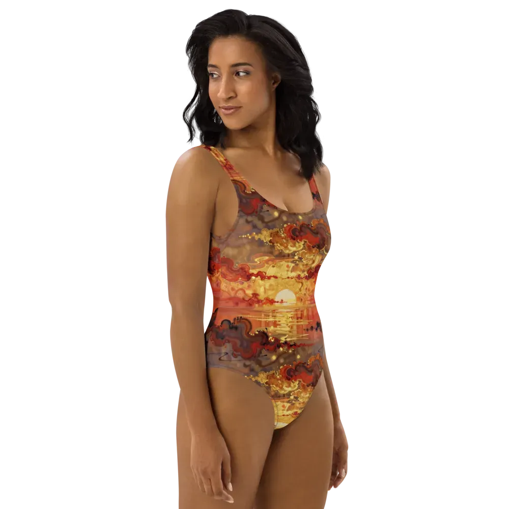 Gilded Afterglow on One-Piece Swimsuit — Right