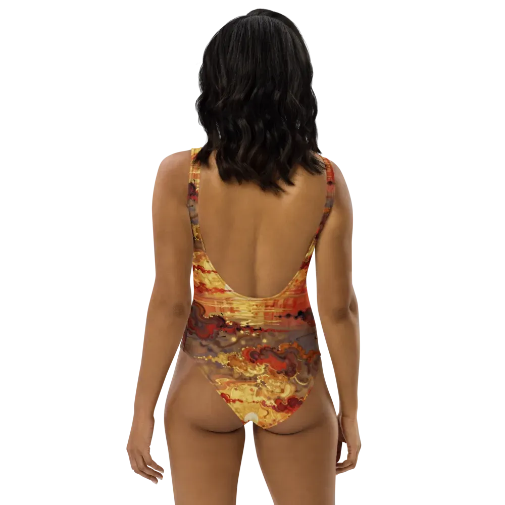 Gilded Afterglow on One-Piece Swimsuit — Back