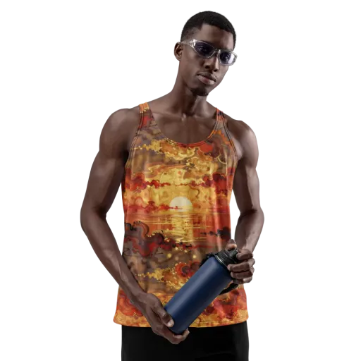 Gilded Afterglow on a Men's Tank Top