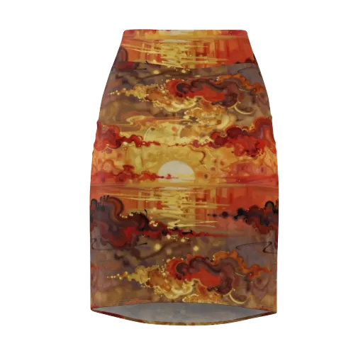 Gilded Afterglow on a Pencil Skirt