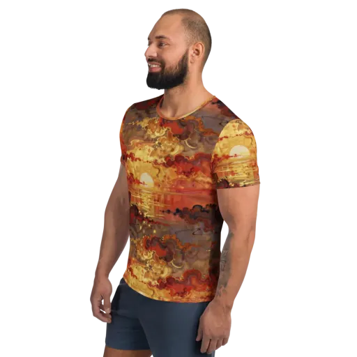 Gilded Afterglow on a Men's Athletic T-Shirt