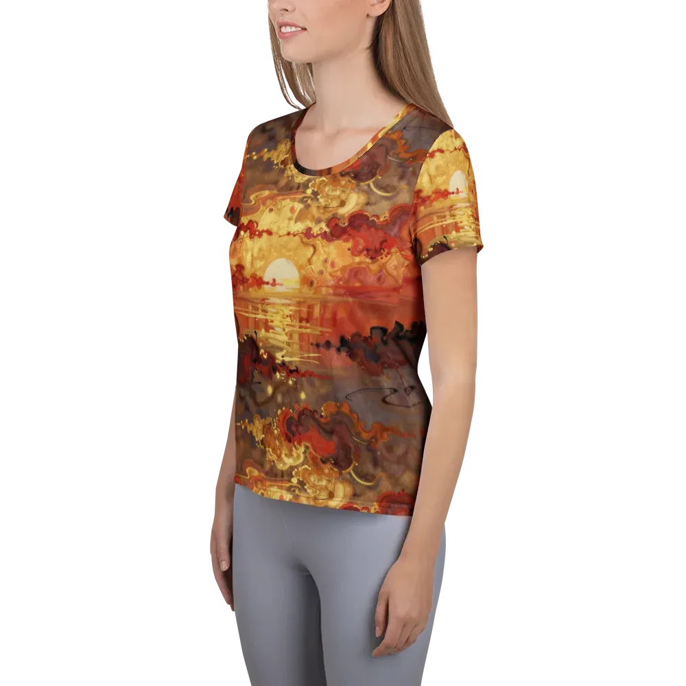 Gilded Afterglow on Women's Athletic T-Shirt — Left