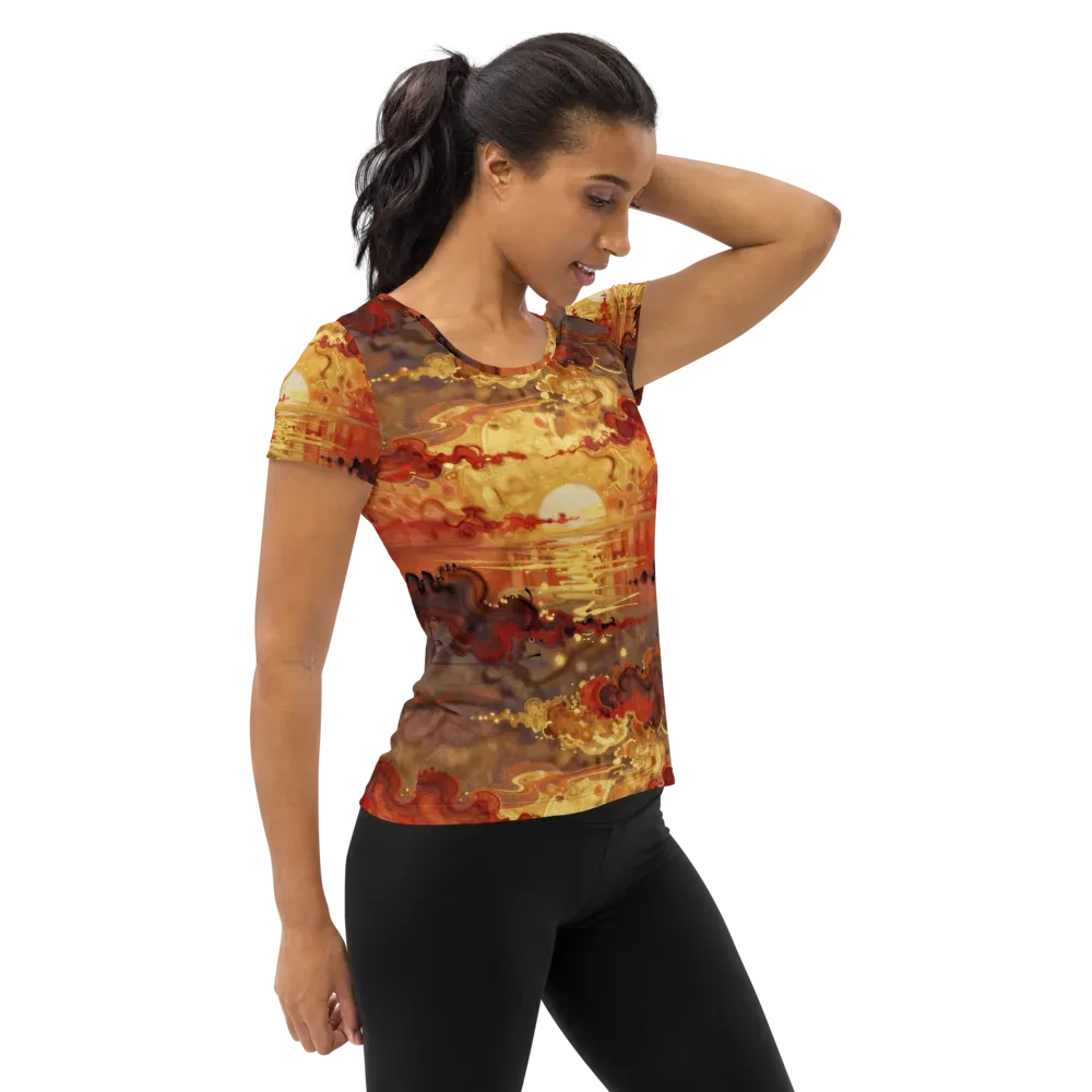 Gilded Afterglow on Women's Athletic T-Shirt — Right