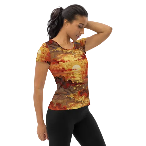 Gilded Afterglow on a Women's Athletic T-Shirt
