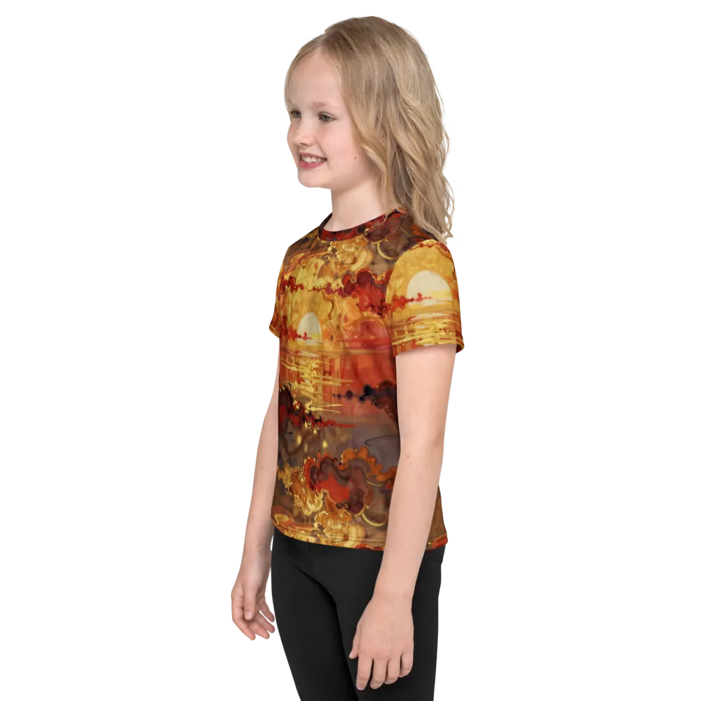 Gilded Afterglow on Kids Crew Neck T-Shirt — Left