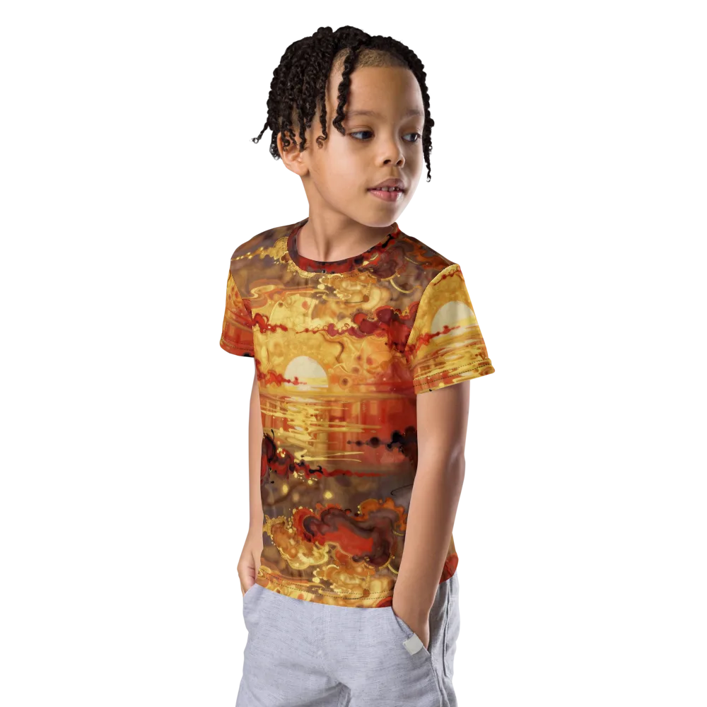 Gilded Afterglow on Kids Crew Neck T-Shirt — Left Front
