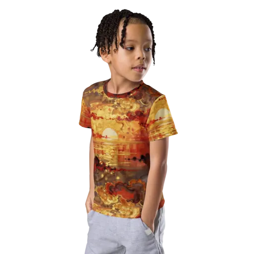 Gilded Afterglow on a Kids Crew Neck T-Shirt