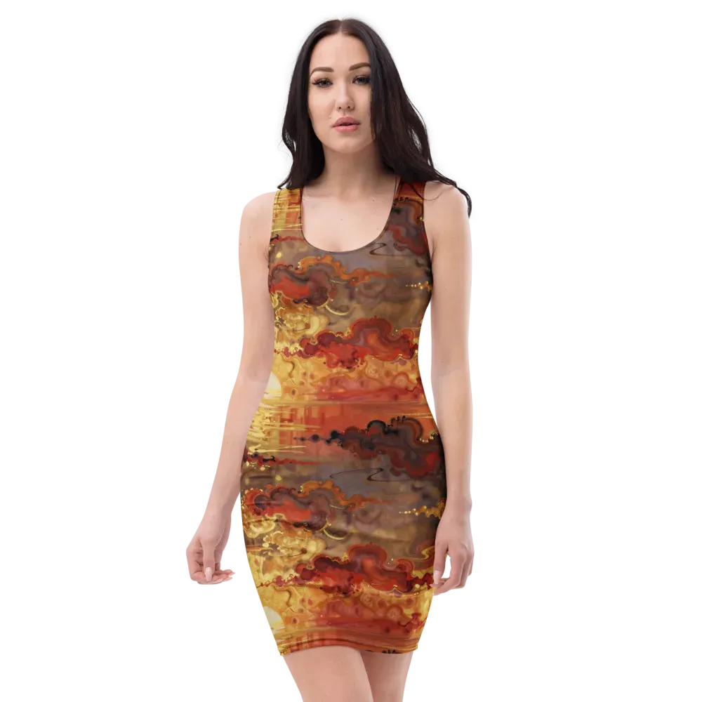 Gilded Afterglow on Bodycon Dress — Front