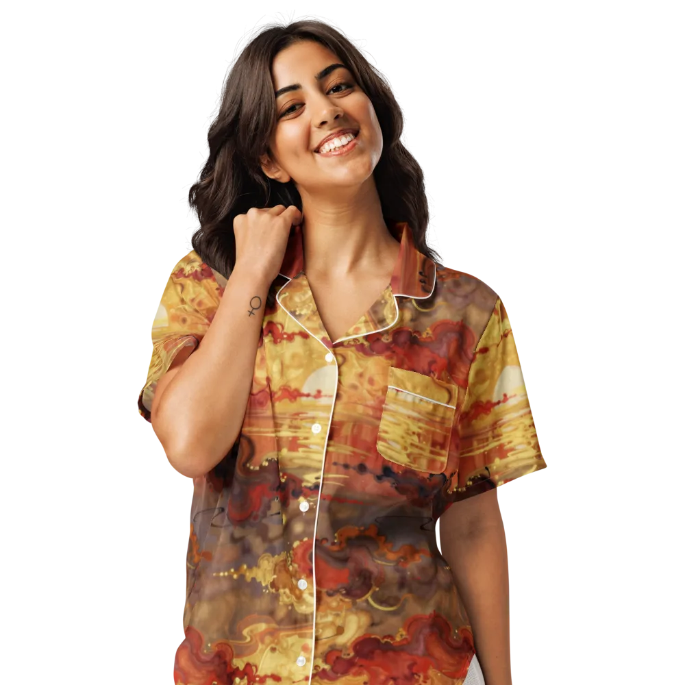 Gilded Afterglow on Women's Short Sleeve Pajama Top — Front