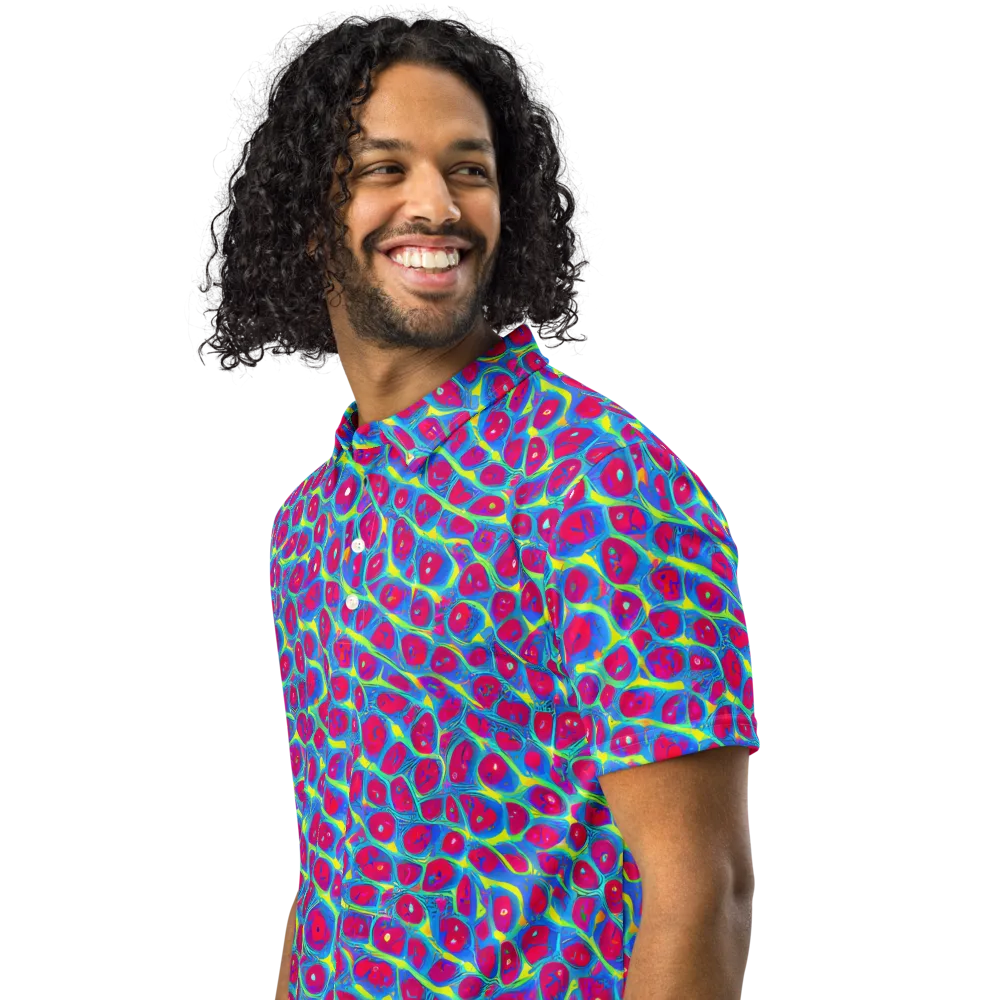 Voltage Bloom on Men's Slim Fit Polo Shirt — Left Front