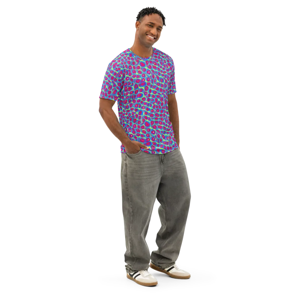 Voltage Bloom on Men's Cotton Crew Neck T-Shirt — Right Front