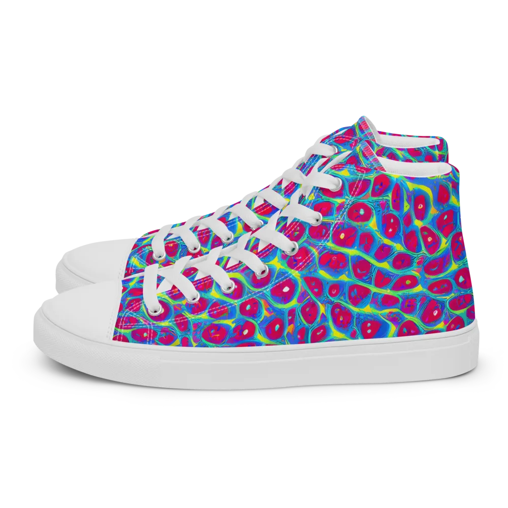 Voltage Bloom on Men's High Top Canvas Shoes — Left