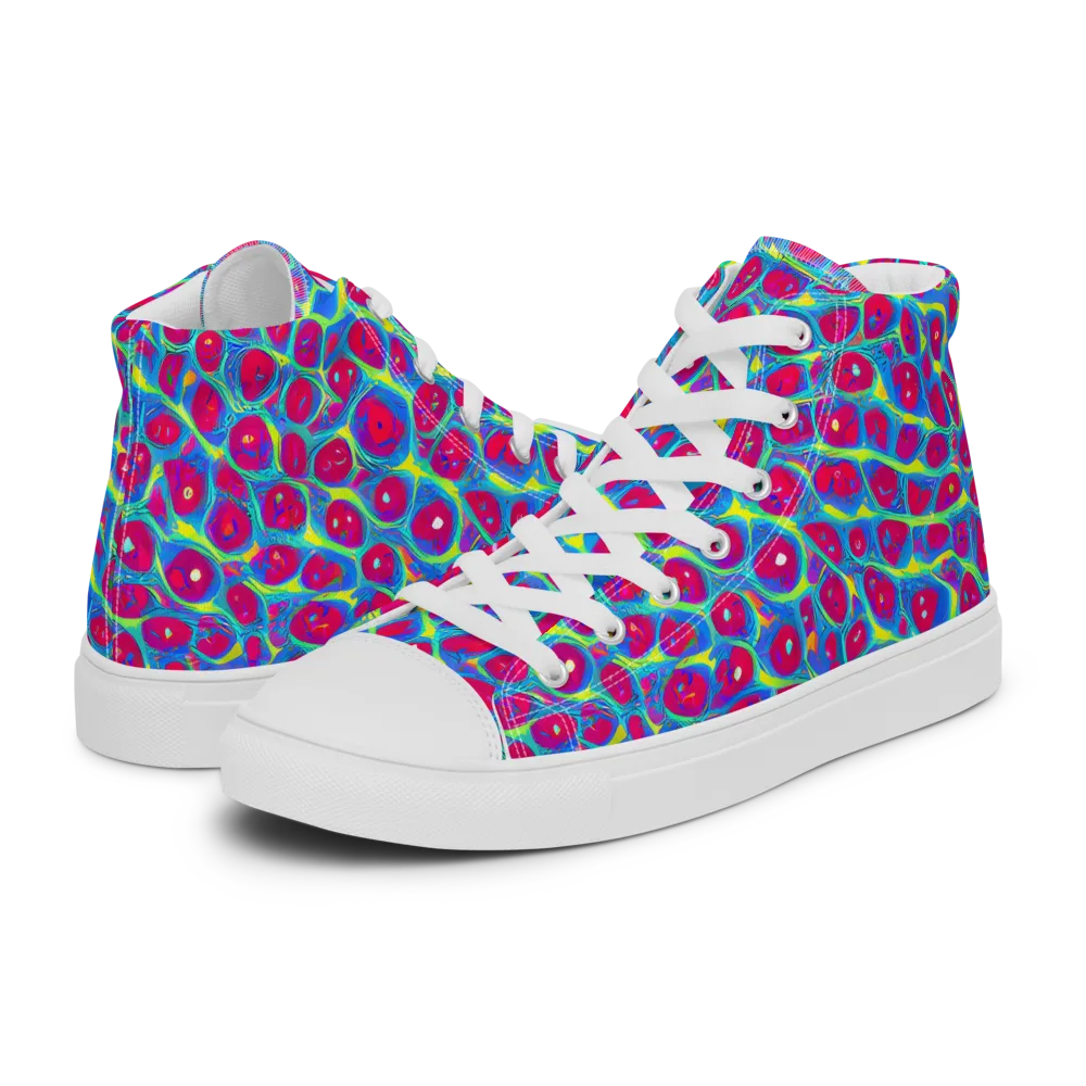 Voltage Bloom on Men's High Top Canvas Shoes — Left