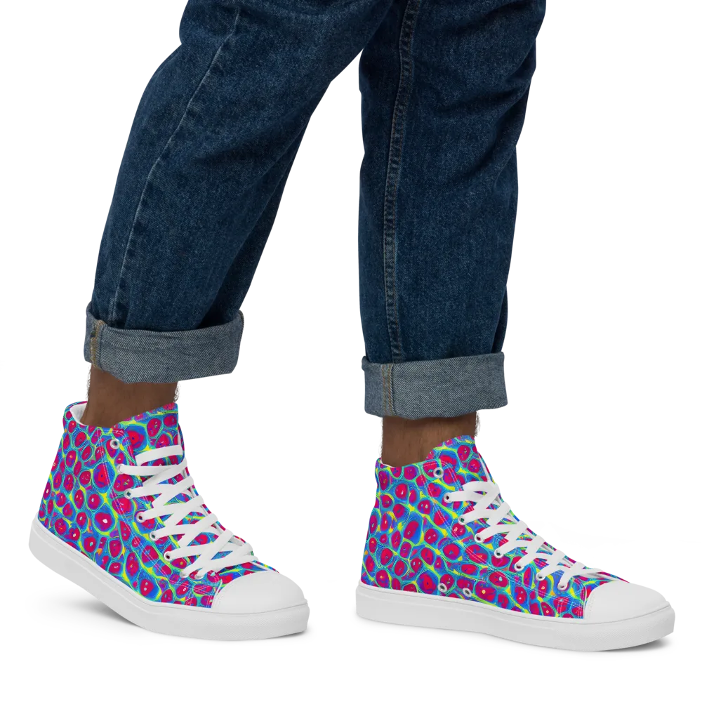 Voltage Bloom on Men's High Top Canvas Shoes — Right
