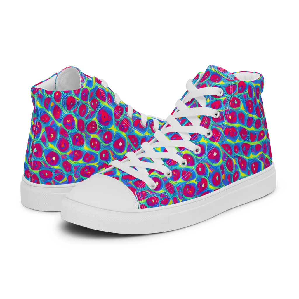 Voltage Bloom on Women's High Top Canvas Shoes — Left