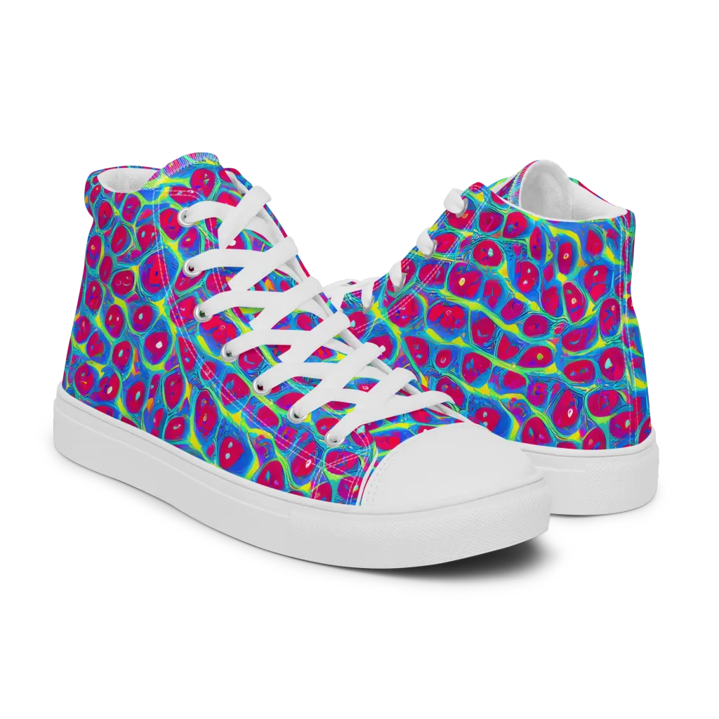 Voltage Bloom on Women's High Top Canvas Shoes — Right