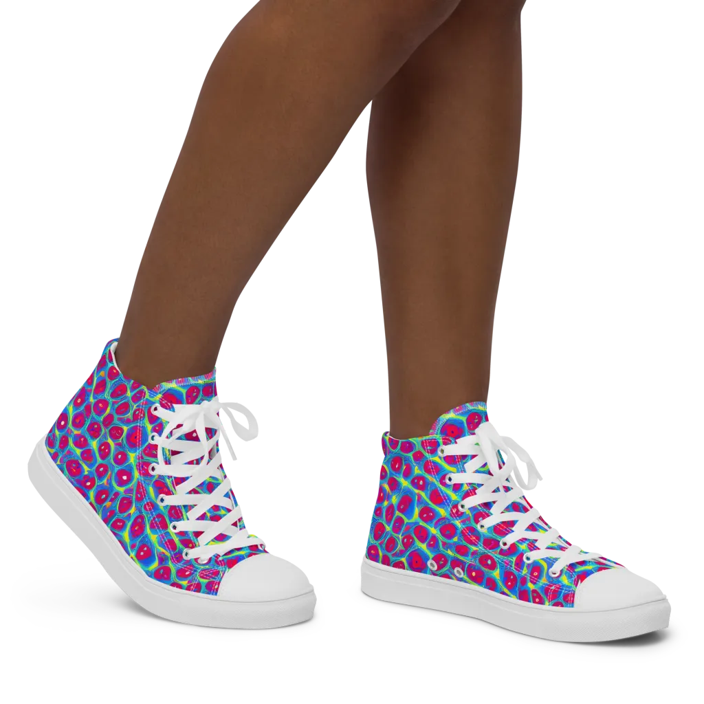 Voltage Bloom on Women's High Top Canvas Shoes — Right