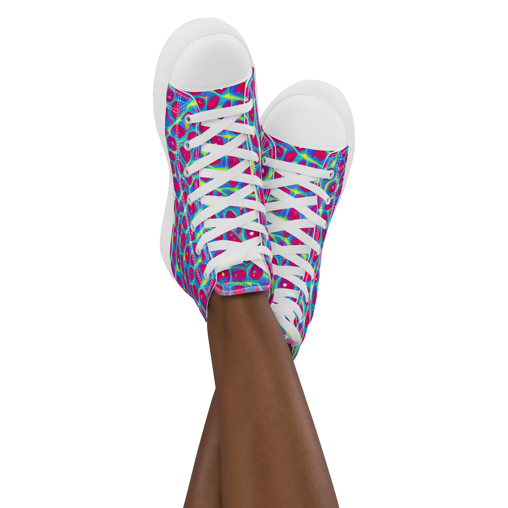 Voltage Bloom on Women's High Top Canvas Shoes — Front