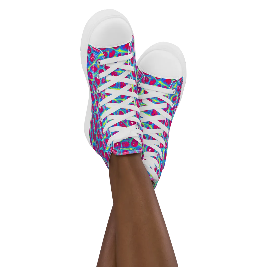 Voltage Bloom on Women's High Top Canvas Shoes — Front