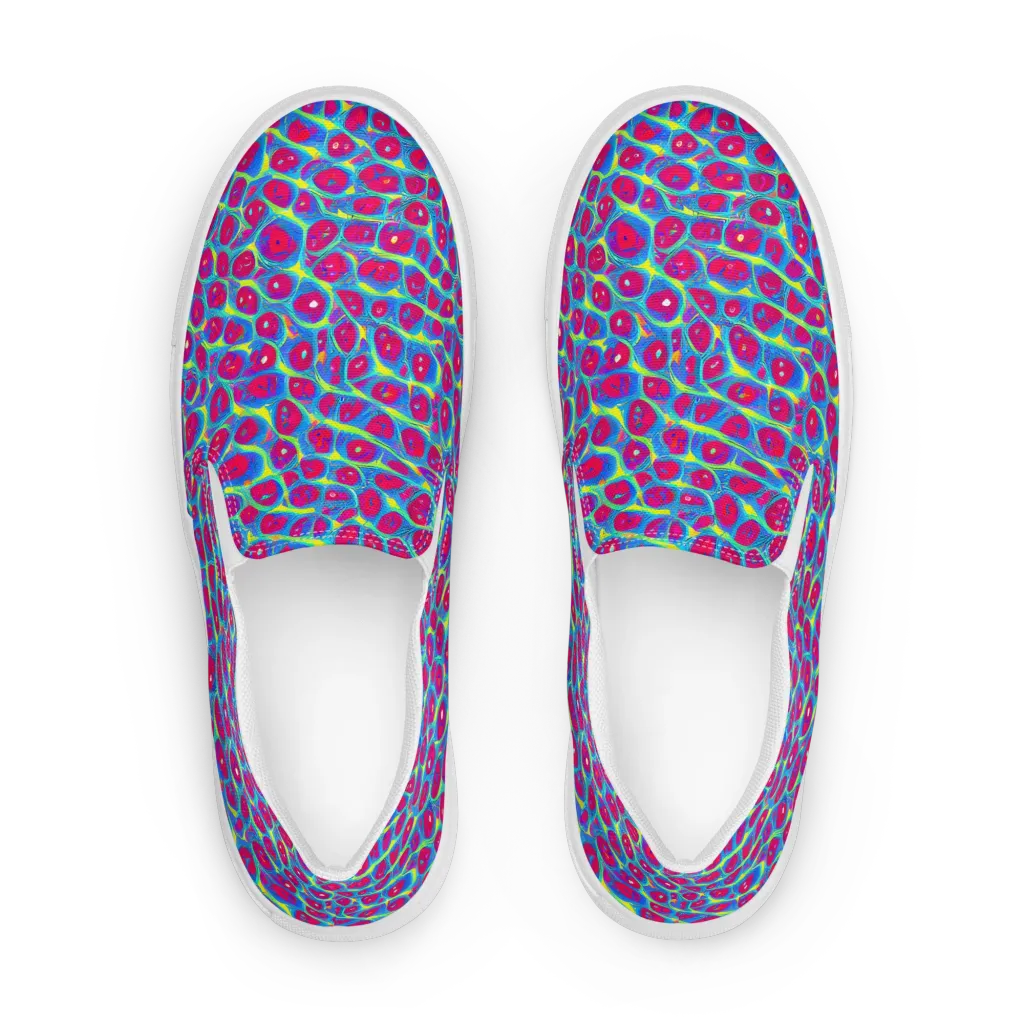 Voltage Bloom on Men's Slip-On Canvas Shoes — Front