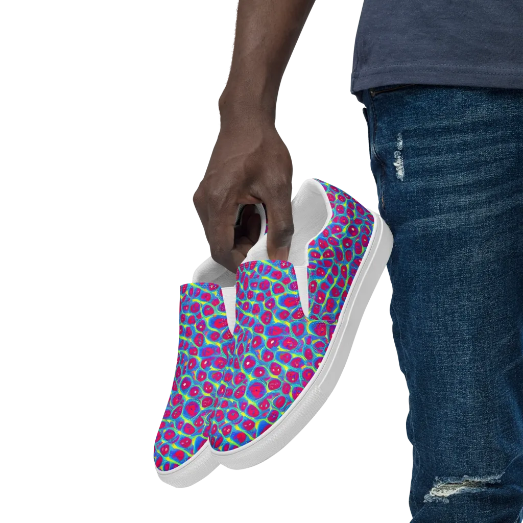 Voltage Bloom on Men's Slip-On Canvas Shoes — Left Front
