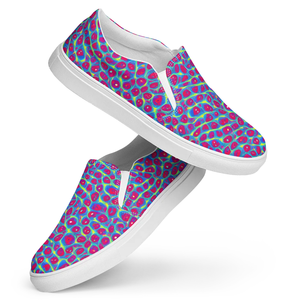 Voltage Bloom on Women's Slip-On Canvas Shoes — Front