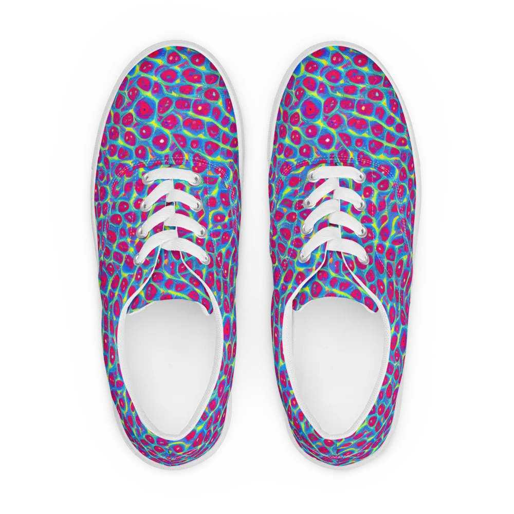 Voltage Bloom on Men's Lace-Up Canvas Shoes — Front