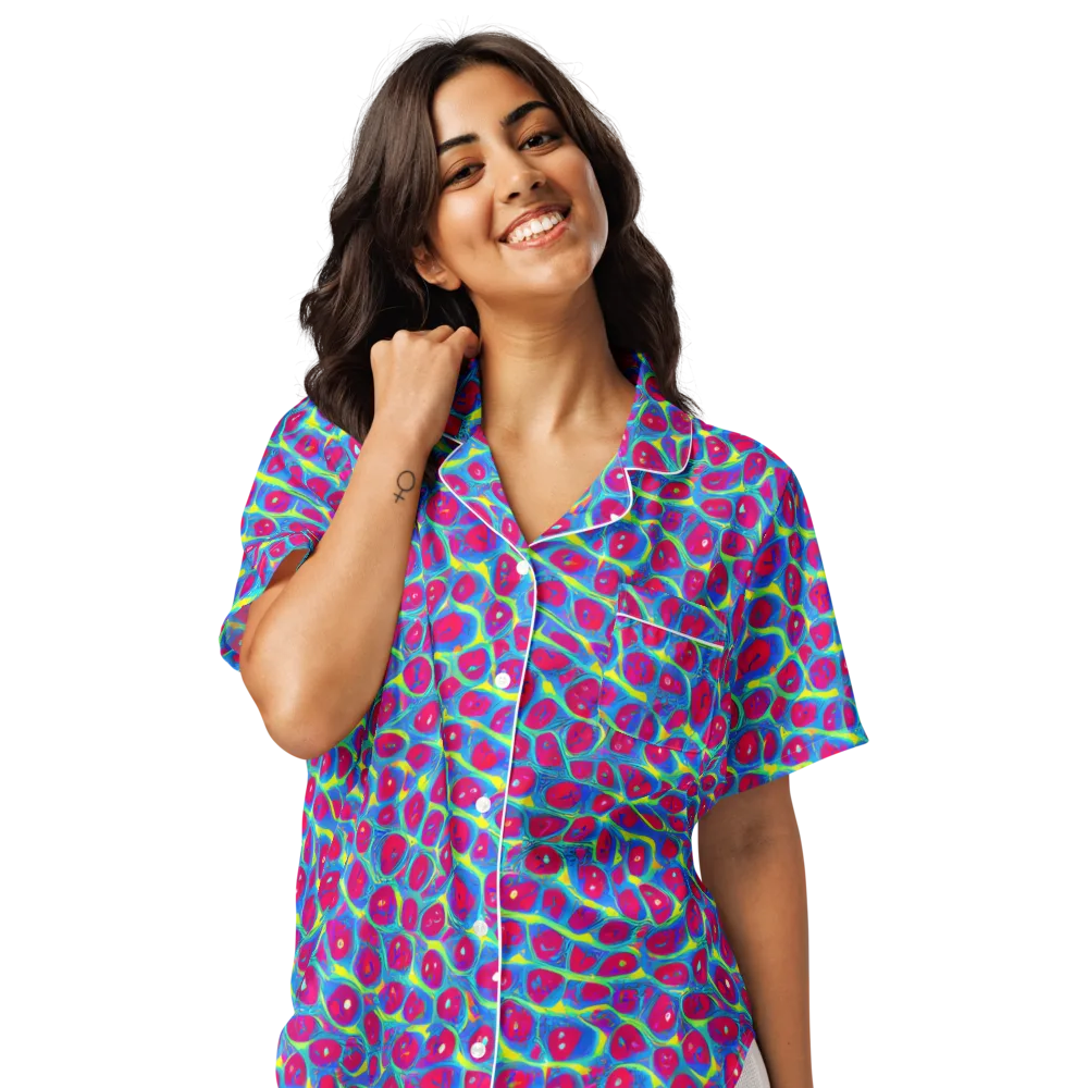 Voltage Bloom on Women's Short Sleeve Pajama Top — Front